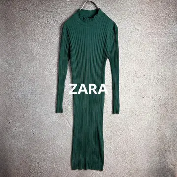 ZARA 니트 원피스 타이트 롱 기장 리브 보틀넥