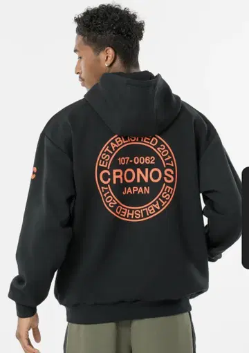 CRONOS CIRCLE LOGO HOODIE 후드티 블랙 오렌지