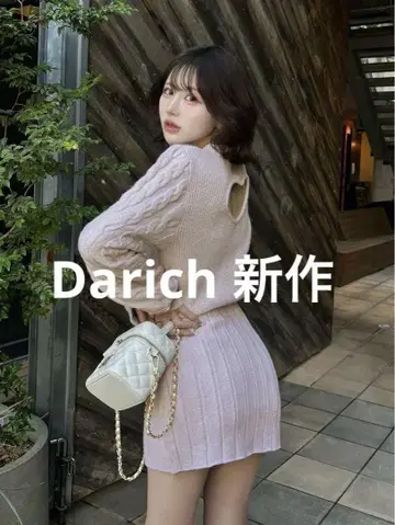 Darich 하트 오픈 니트 미니 원피스 PNK Free