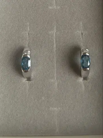 K10 화이트 골드 런던 블루 토파즈 귀걸이