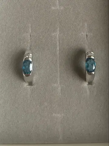 K10 화이트 골드 런던 블루 토파즈 귀걸이