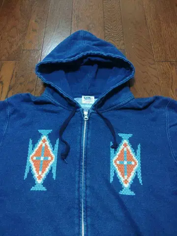 pherrows 후드티 XL 인디고 네이티브 무늬 자수 직조