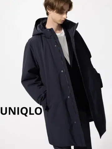 UNIQLO 유니클로 하이브리드 다운 코트 네이비 S 사이즈