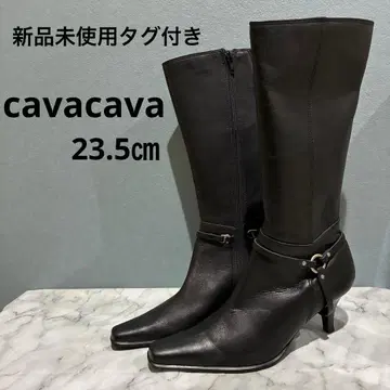 [ 미사용 택 포함 ] cavacava 가죽 롱 부츠 블랙 23.5cm