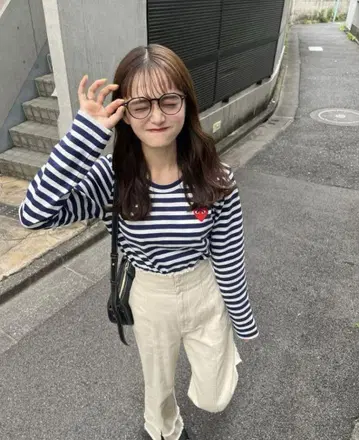 Pinue 하이웨스트 프린지 데님 아이보리