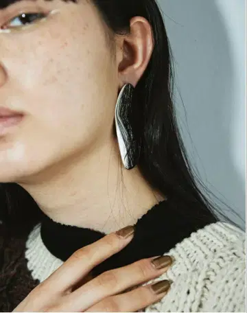 todayful 유선형 실버 메탈 귀걸이 2 커플 세트