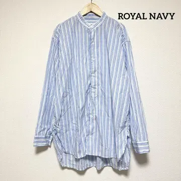 [새상품급] ROYAL NAVY 로얄 네이비 밴드 카라 스트라이프 셔츠