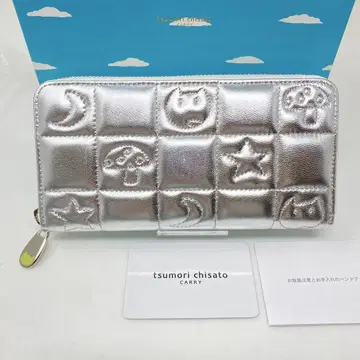 미사용 츠모리치사토 고양이 퀼팅 고양이 퀼팅 실버 지퍼