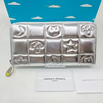 미사용 츠모리치사토 고양이 퀼팅 고양이 퀼팅 실버 지퍼