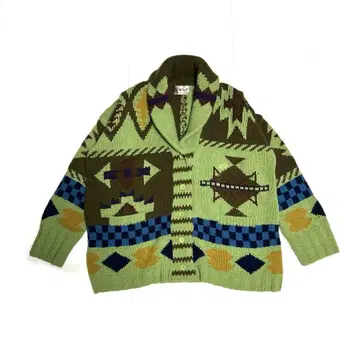 BIG 사이즈! 코위찬 니트 가디건 쇼와 레트로 POP 컬러풀