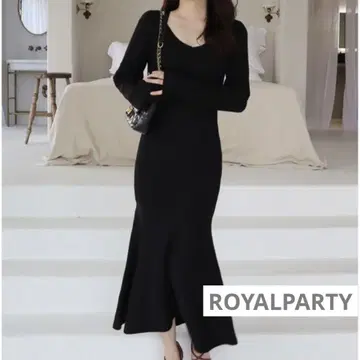 ROYALPARTY V넥 머메이드 원피스