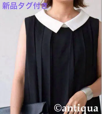 레어 택 포함 새상품 antiqua 안티카 모노톤 플리츠 원피스
