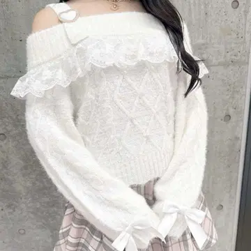 ROJITA 데콜테 레이스 어깨 벨트 니트탑