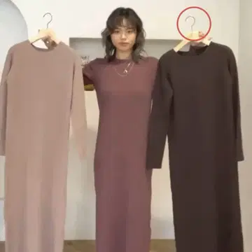 리브 니트 원피스 2way 브라운 씰린