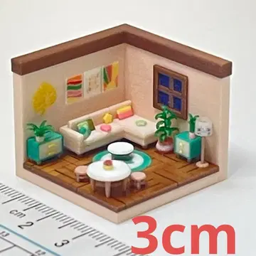 3cm 미니어처 리빙룸 인형의 집 주택 모형 디오라마 완성품