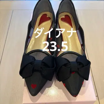 [새상품급] DIANA EM 41178 블랙 하트 리본 신발 23.5cm