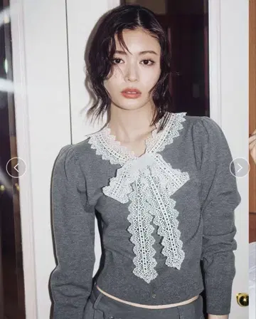 SNIDEL 레이스 보타이 가디건 [ USAGI ONLINE 한정판 ]