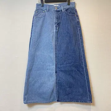 [ azul by moussy ] 데님 롱 스커트 라이트 다크 블루