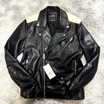 [ 미사용 새상품 ] ZARA 더블 라이더 재킷 사이즈 L 흑백 락
