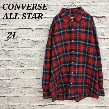 CONVERSE ALL STAR [ 2L ] 긴팔 플란넬 셔츠 체크 레드