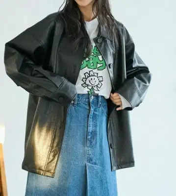 택 포함 새상품 coen 레더라이크 셔츠 블루종 블랙 가죽 자켓