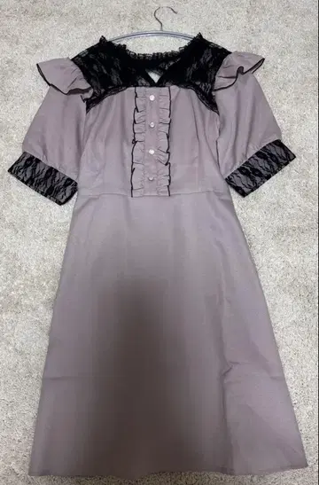 그레이 프릴 반팔 미니 원피스