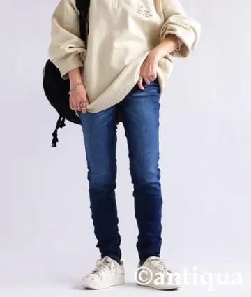 안티카 스키니 데님 스트레치 청바지 S 인디고 블루