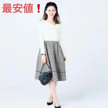 클래시컬 도트 원피스 펄 체크 무늬 화이트 오프숄더