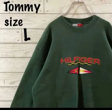 타미힐피거 90s 플래그 택 자수 로고 맨투맨