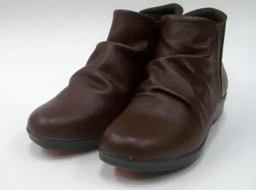 천연 가죽 여성용 컴포트 사이드 고어 부츠 다크 브라운 24.0cm