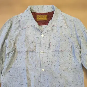 로카빌리 50s 스타일 오픈 카라 셔츠 카스리 코튼 레이온