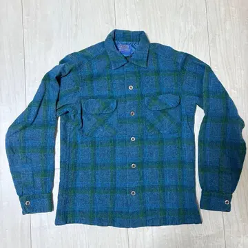PENDLETON 60s 울 플란넬 셔츠 사이즈 S 블루x그린