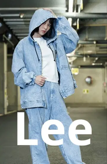Lee 데님 자켓 후드 부착 케미컬 워시