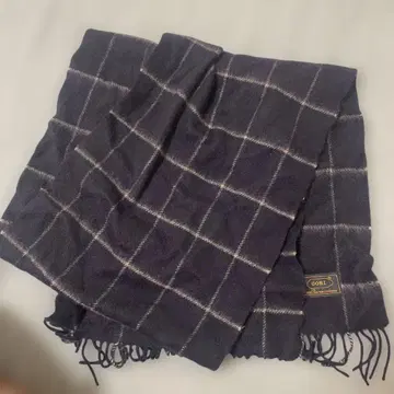 GOBI 100% 캐시미어 네이비 체크 머플러