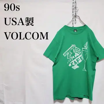 90s USA제 VOLCOM 볼컴 그린 T셔츠 구제 의류 서프 계열