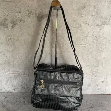 [ PORTA FORTUNA ] 블랙 스트라이프 포켓 숄더백