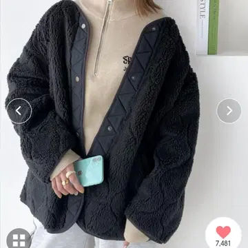 블랙 보아 자켓 L 사이즈