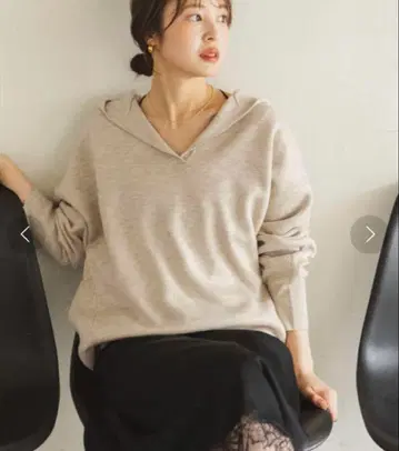 새상품급! 접결 턱 편직 후드 풀오버 내추럴