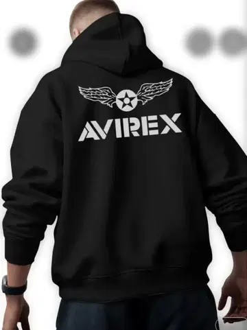 AVIREX 블랙 후드 부착 후드티