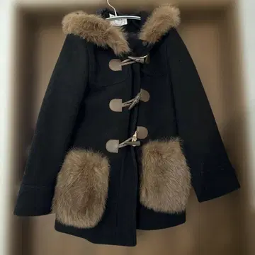 Rirandture 퍼 달린 더플 코트 블랙