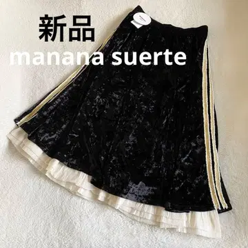 [ 새상품 ] manana suerte 크러쉬 벨로아 스커트 블랙