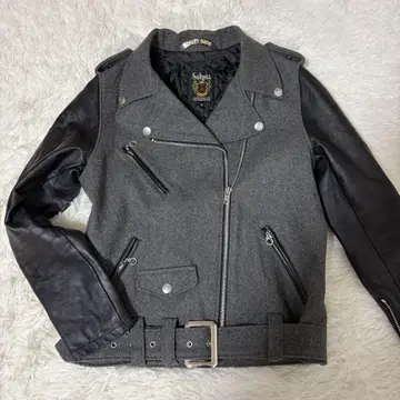 초레어 [Schott] 더블 라이더스 가죽 울 절개 블랙 그레이