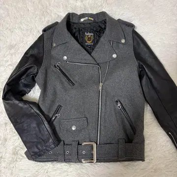 초레어 [Schott] 더블 라이더스 가죽 울 절개 블랙 그레이