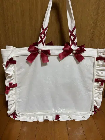 자카마트 A3 프릴 디자인 이타백용 토트백 레드