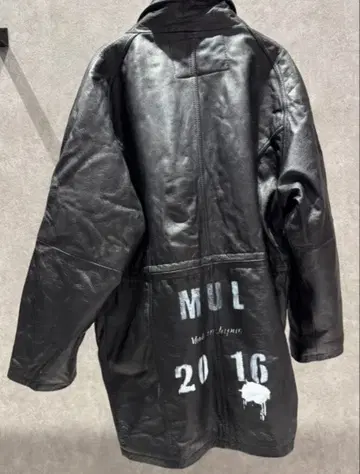 택 포함 새상품 M.U.L. 로고 빈티지 블랙 가죽 자켓