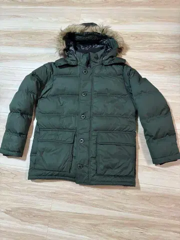 유니클로 다운 자켓 두꺼운 카키 빈티지 올드 유니클로 후드