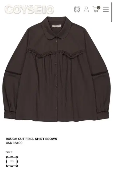 COYSEIO 프릴 셔츠 브라운 OS 코이세이오