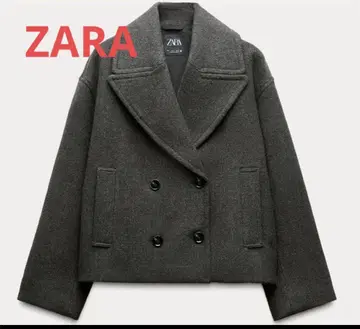 ZARA 숏 기장 더블 브레스트 코트 그레이 M