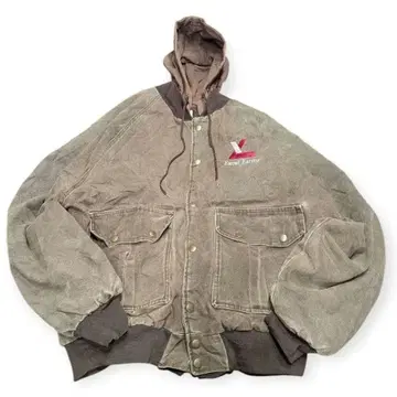 빈티지 덕 후드티 액티브 자켓 브라운 90s 구제 의류 페이드 보로