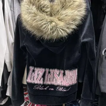 LIZLISA 블랙 벨벳 후드티 Y2K 갸루 당시